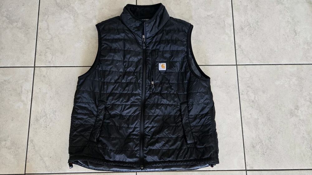Carhartt Gilliam Vest Mens XL Black Quilted Insulated Zip Rain Defender